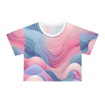 Stylish Pastel Euphoria Gradient Crop Top from Dazzling Dreams Studio crafted from 100% silky polyester, perfect for contemporary fashion lovers seeking comfort and elegance.