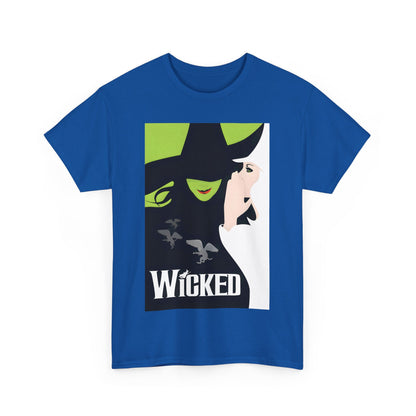 Front view of the blue Wicked Movie Logo Graphic Unisex T-Shirt, adorned with a chic design, elevating fan apparel.