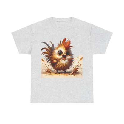 Explosive Joy Tee - Cartoon Bird Edition on a grey unisex cotton t-shirt, featuring a lively cartoon bird design that radiates charm and cheerfulness.
