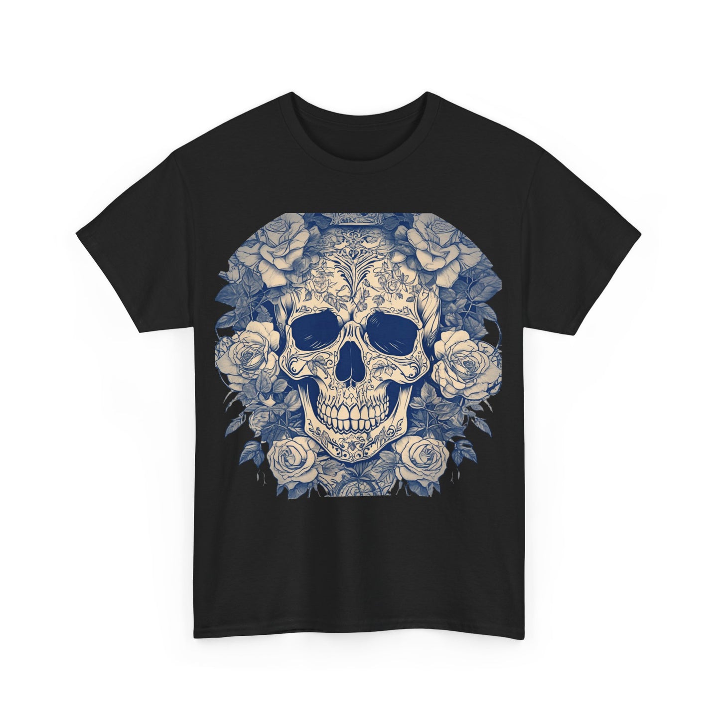 Skulls and Roses Cotton Tee, Unisex Graphic Shirt, 7 color choice