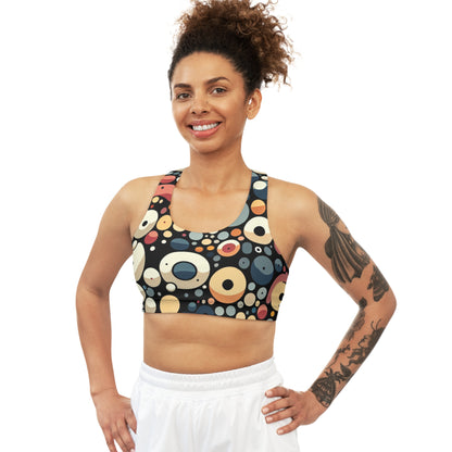 Active woman wearing Emerson Belleau Stylish Sports Bra by Dazzling Dreams Studio, demonstrating versatility and elegance in workout attire.