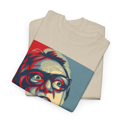 Artfully folded Snatch Brick Top Nemesis tee in cream, highlighting the bold graphic design, a symbol of individuality and luxury in casual wear, perfect for fashion-forward rebels.