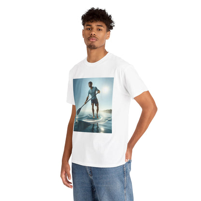 Stylish Delightfull Paddle Board Adventure T-Shirt by Dazzling Dreams Studio, ideal for casual outings and surfing adventures.