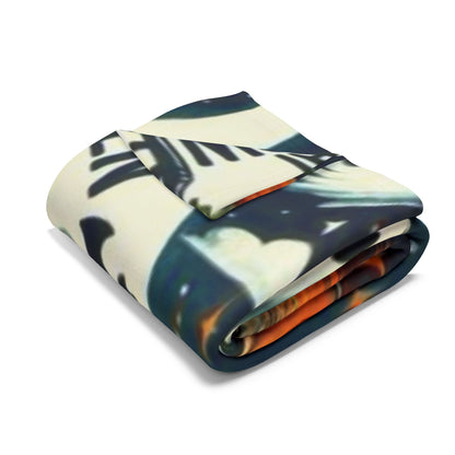 Decorative and Warm Halloween Spooky Arctic Fleece Blanket elegantly folded, showcasing soft polyester fleece material with a vibrant Halloween design for luxurious comfort during the spooky season.