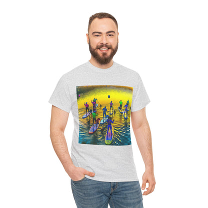Luxury T-shirt from Dazzling Dreams Studio featuring an inspiring paddleboarding design, a perfect statement piece for water sports aficionados.