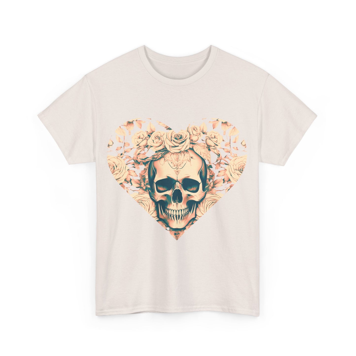 Skulls and Roses Cotton Tee, Unisex Graphic Shirt, 7 color choice