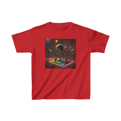 Kids Heavy Cotton Tee Featuring Cute Aliens in Red - Available in 16 Vibrant Colours, Perfect for Imaginative Play