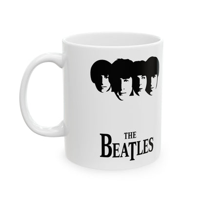 Luxury The Beatles Logo Image Ceramic Mug featuring iconic band members' silhouettes, perfect for music lovers, enhancing your drinking experience.