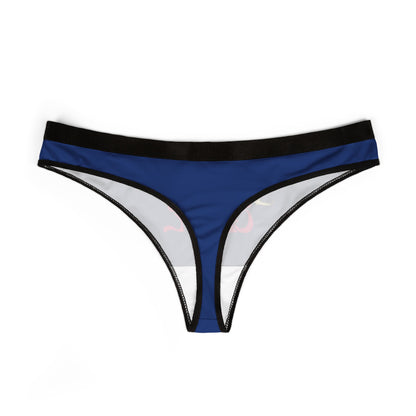 Elegant blue thong panties designed for women, showcasing a sleek silhouette and features like a unique retro 'Good Girl' graphic, ideal for stylish comfort.