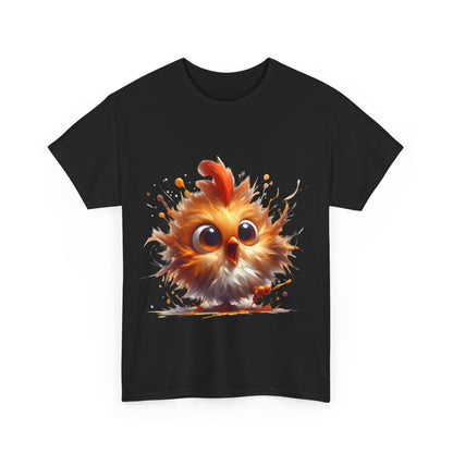 Explosive Joy Tee - Cartoon Bird Edition in sophisticated black, adorned with a dynamic cartoon bird design, merging playful charm with refined style.