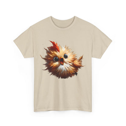 Front view of the Explosive Joy Tee - Cartoon Bird Edition displaying a vibrant cartoon bird illustration, perfect for casual elegance.