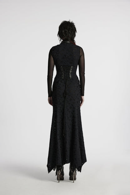 Back view of the Punk Rave Seraphine dress highlighting the corset-style lace-up feature, combining elegance and comfort.