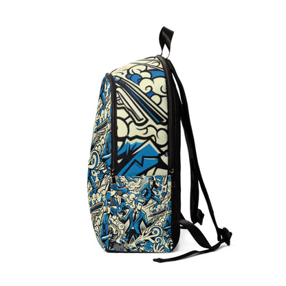 Vibrant Sunset Geometry Fusion Pop-Art Backpack by Dazzling Dreams Studio, showcasing bold cartoon motifs and playful modern design, perfect for artistic expression.