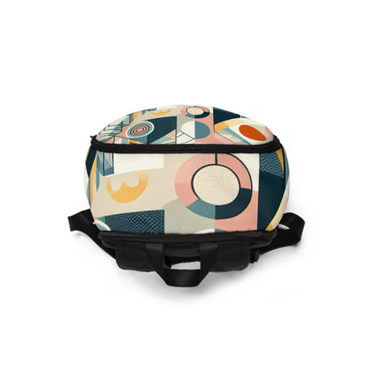 Showcasing the spacious compartments and practical features of the Dazzling Dreams Studio Pastel Hued Art Backpack, combining function and style.