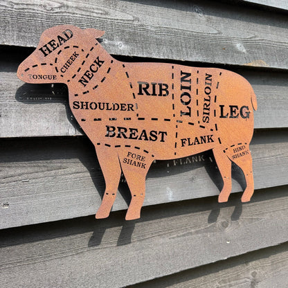 Rusty metal butchers lamb decorations