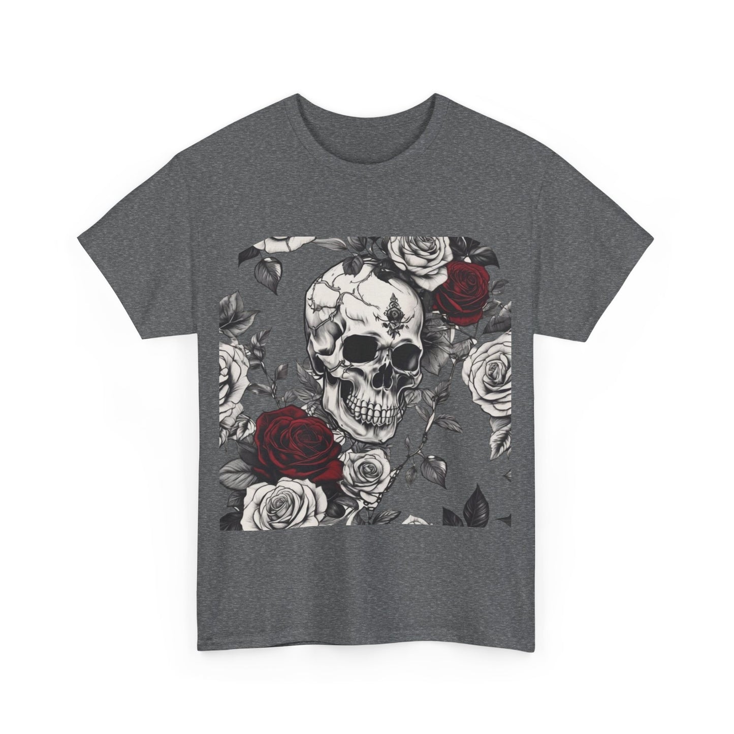 Skulls and Roses Cotton Tee, Unisex Graphic Shirt,