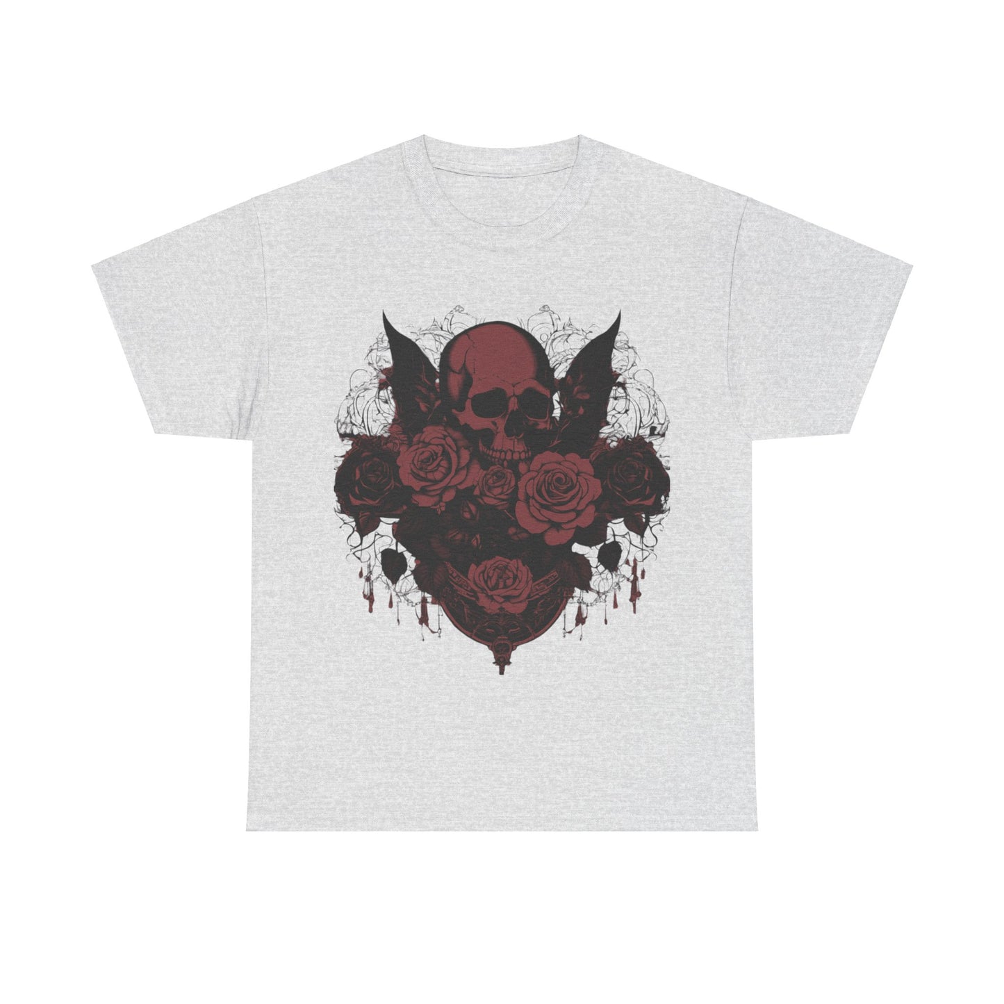 Skulls and Roses Cotton Tee, Unisex Graphic Shirt, 7 color choice