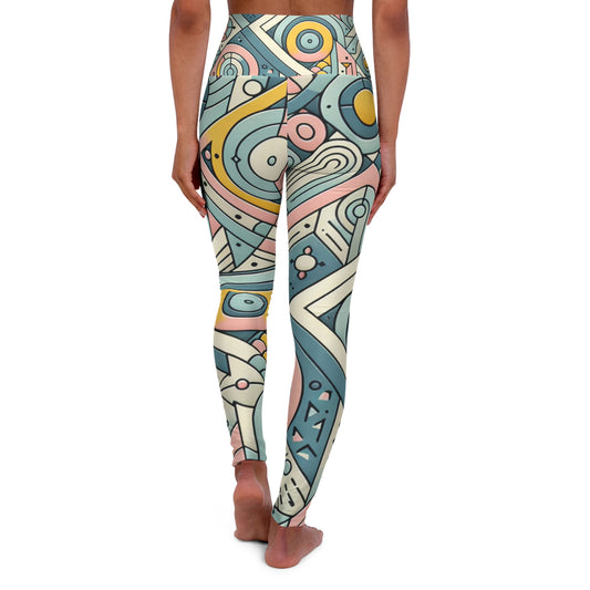 Pastel Geometry Leggings by Dazzling Dreams Studio featuring a luxurious geometric design in pastel hues of pink, blue, yellow, and green.