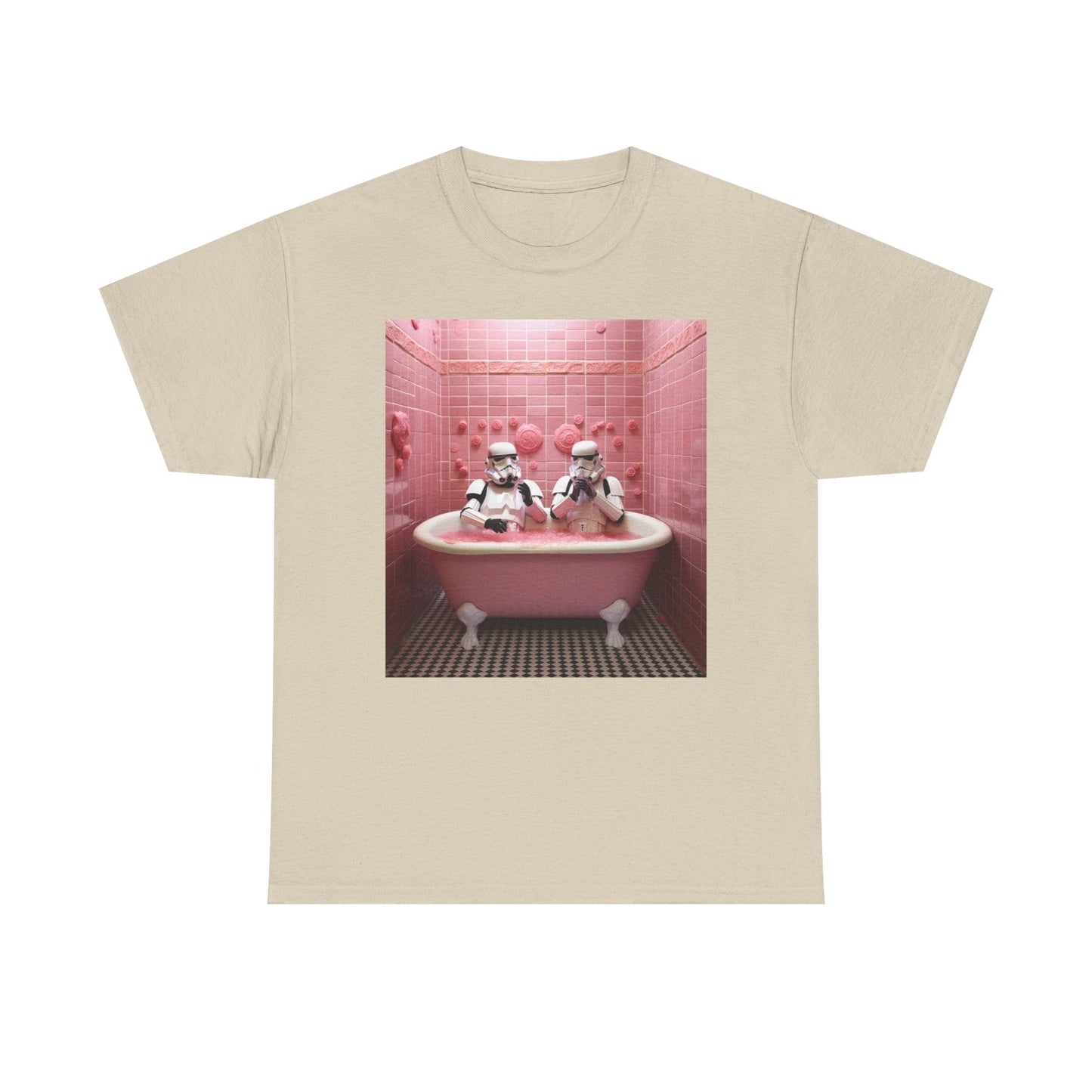 MENS FUNNY T SHIRT Stormtroopers Pink Bathtub BUBBLES DESIGN