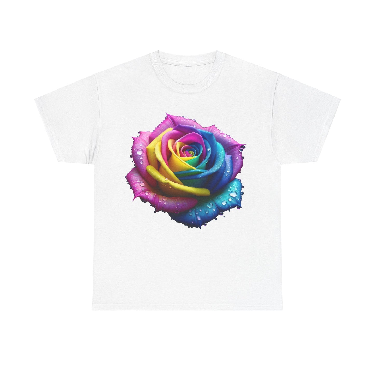 Rainbow Rose Unisex Cotton Tee Graphic T Shirt Unisex