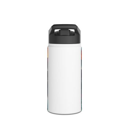 Minimalist Fantasy Paddleboarding Stainless Steel Water Bottle presented in white, highlighting its sleek design, ideal for hydration during adventures.