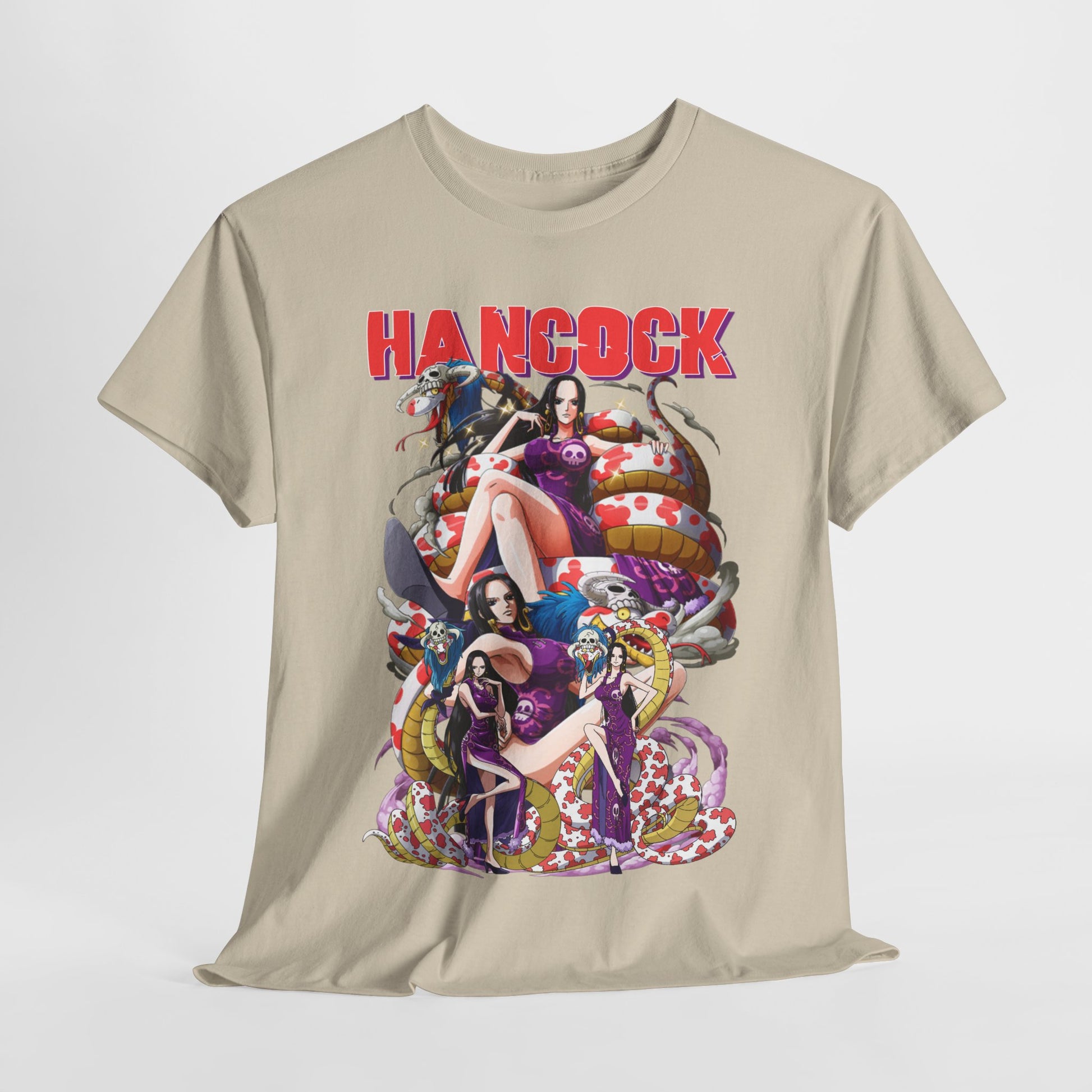 Stylish casual Hancock men's t-shirt presented in an artistic layout, features bold graphics of the character Hancock, ideal for showcasing anime fandom.