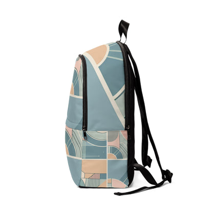 Close-up of the luxurious fabric and geometric details of the Pastel Serenity Backpack by Dazzling Dreams Studio, ideal for fashion-forward individuals.