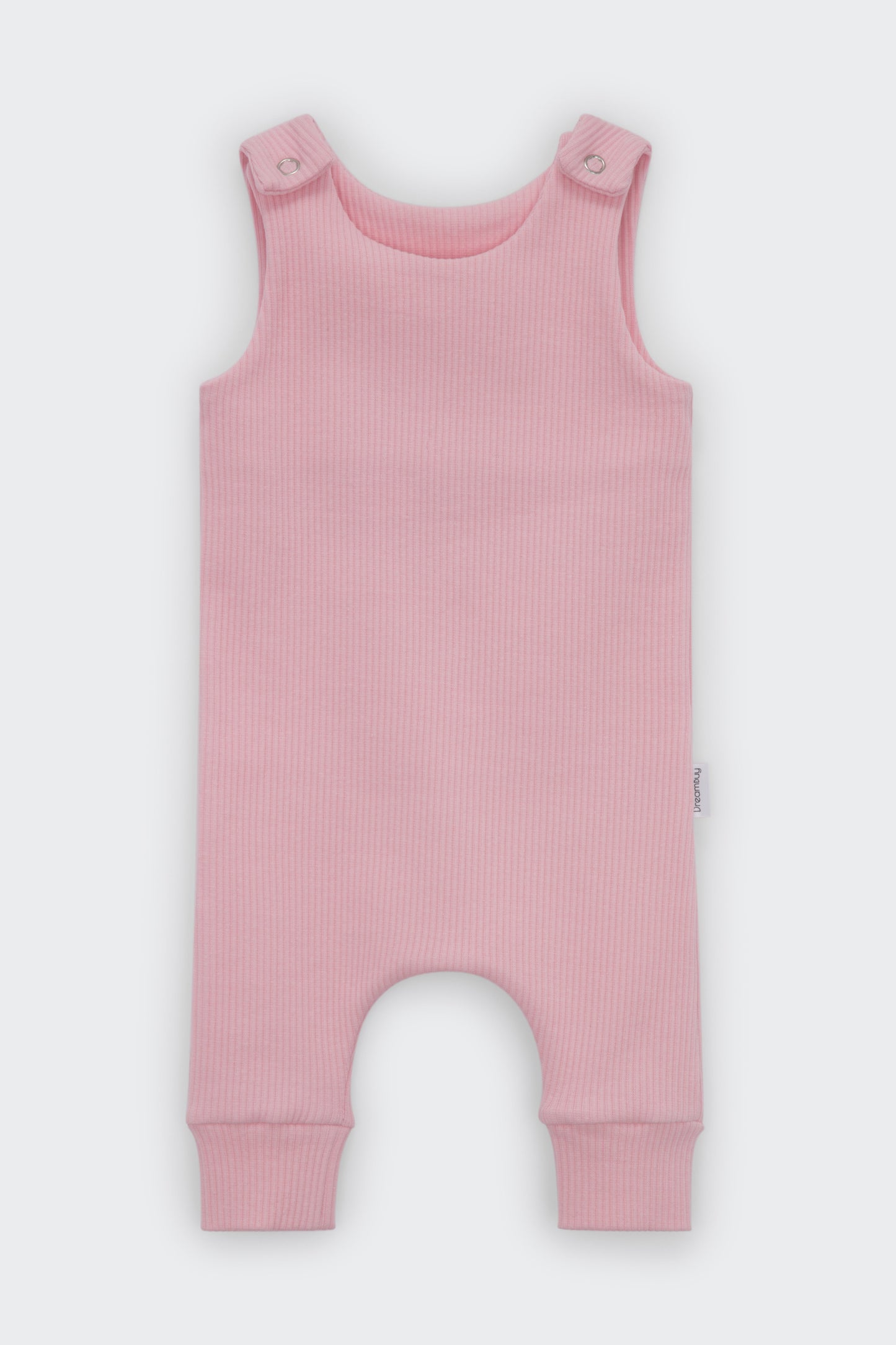 Stylish personalised sweet pink baby dungarees by DreamBuy, ideal as a unique gift for baby showers and perfect for everyday wear.