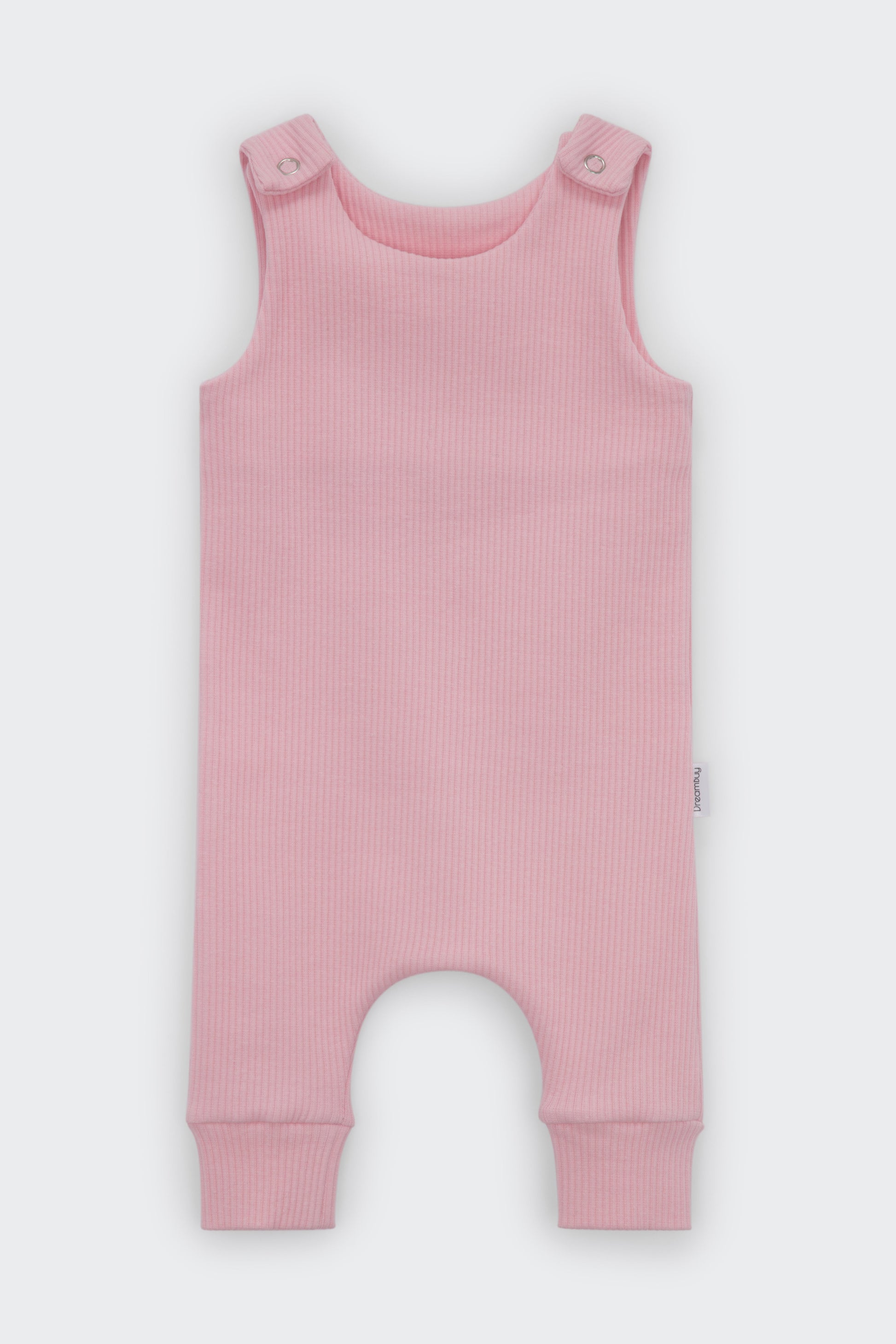 Stylish personalised sweet pink baby dungarees by DreamBuy, ideal as a unique gift for baby showers and perfect for everyday wear.