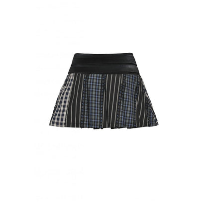 Full view of the Dark In Love sage skirt accentuating its punk-inspired pleated design, ideal for making a bold fashion statement.