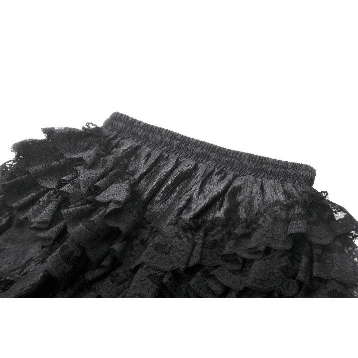 Complete gothic ensemble featuring the Dark in Love Rosalie Baroque Lace Frill Bloomers styled with a corset top, embodying sophistication and bold style for festivals or alternative events.