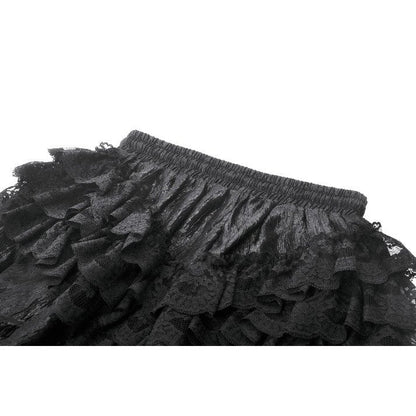 Complete gothic ensemble featuring the Dark in Love Rosalie Baroque Lace Frill Bloomers styled with a corset top, embodying sophistication and bold style for festivals or alternative events.