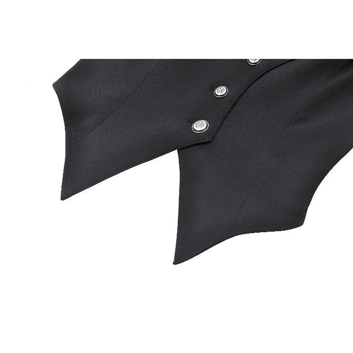 Detailed view of the Dark in Love Vespertilio Vest's luxurious polyester fabric, highlighting its texture and quality, ideal for stylish nighttime wear.