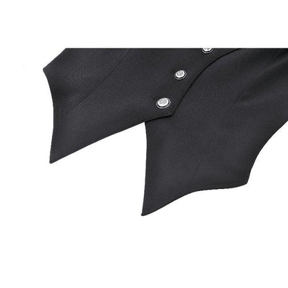 Detailed view of the Dark in Love Vespertilio Vest's luxurious polyester fabric, highlighting its texture and quality, ideal for stylish nighttime wear.