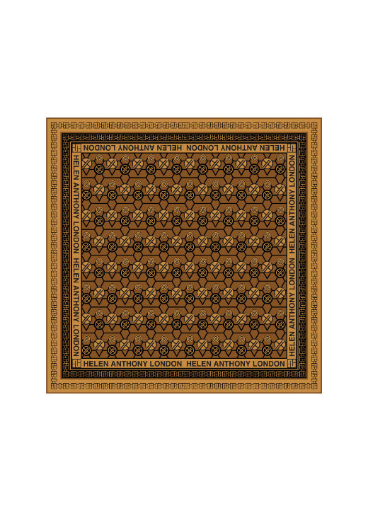 Elegant display of the Helen Anthony Monogram Twill Silk Scarf, featuring the signature logo and smooth hand-finished trim, embodying Italian craftsmanship.