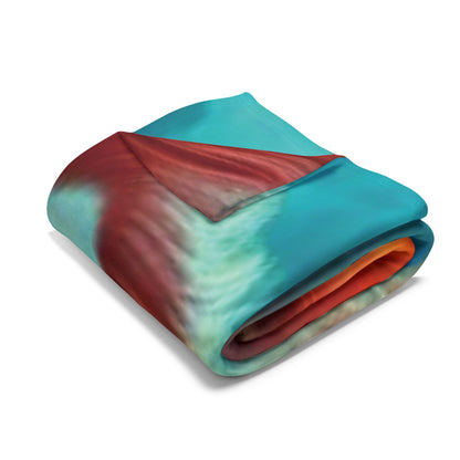 Luxurious Decorative and Warm Halloween Pennywise IT Spooky Arctic Fleece Blanket elegantly folded, showcasing vibrant colours and a unique design, perfect for adding a touch of seasonal charm to any space.