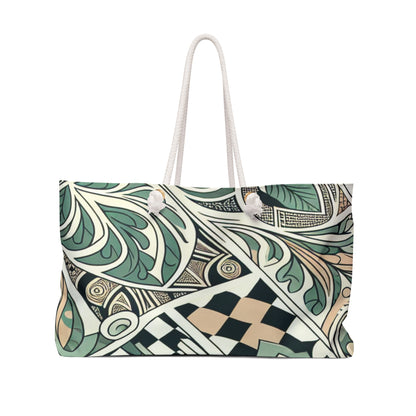 Vivienne Belmont Weekender Bag by Dazzling Dreams Studio - Luxurious pastel green checkerboard tote with stylish rope handles.