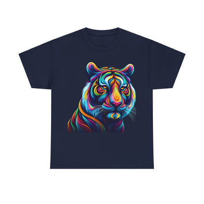 Luxury Tiger's Whimsy Graphic Unisex T-Shirt featuring an artistic kaleidoscope tiger design, perfect for fashion-forward geeks.