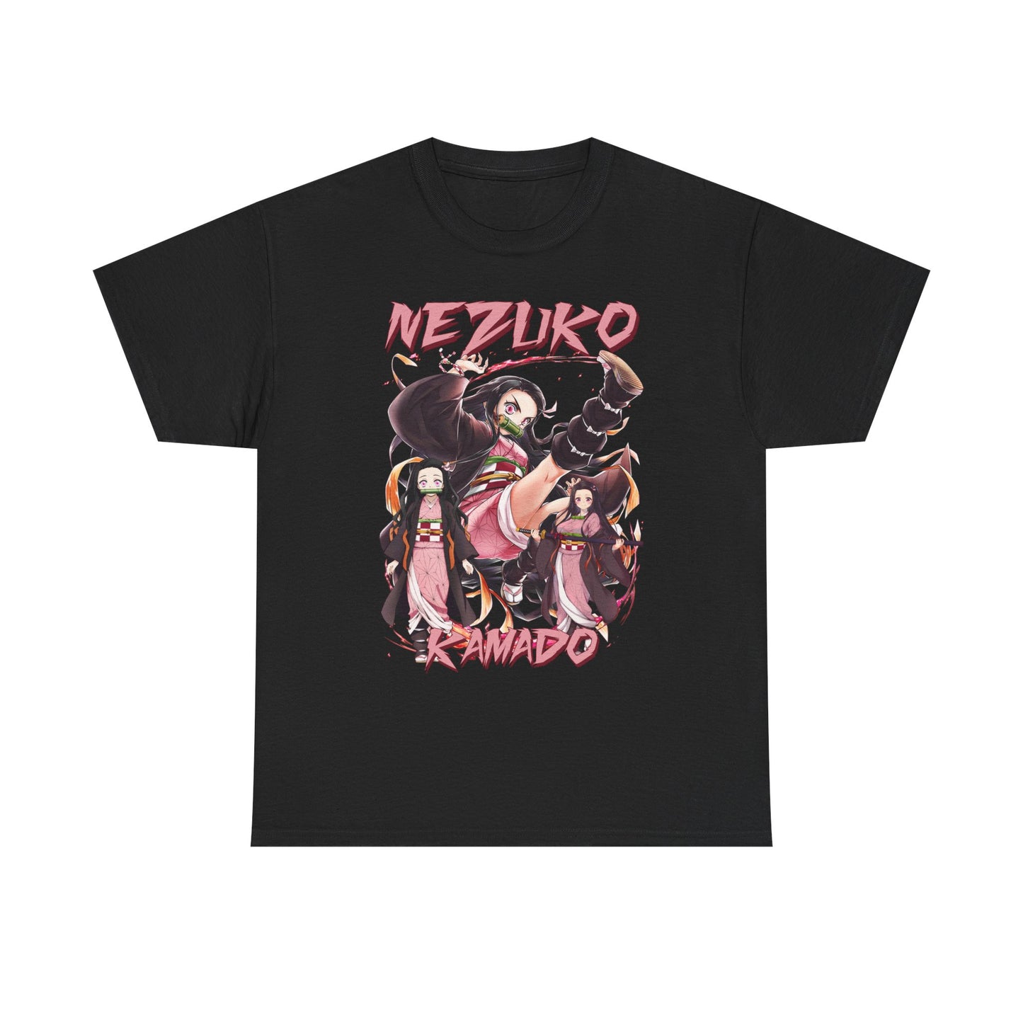 Sophisticated Nezuko Kamado T-shirt showcasing striking anime illustration on a classic black fabric, ideal for fashionable anime enthusiasts.