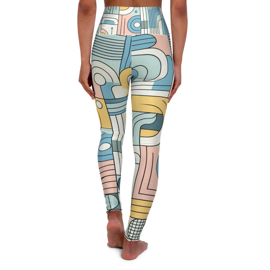 Close-up view of Pulse Ignition Leggings by Dazzling Dreams Studio, showcasing the elegant geometric design and pastel colour palette for elevated style.