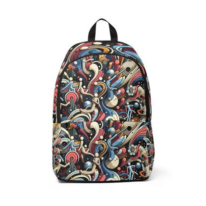 Fusion Essence: A Mosaic of Timelessness Backpack by Dazzling Dreams Studio, showcasing vibrant artwork and spacious design for luxurious functionality.