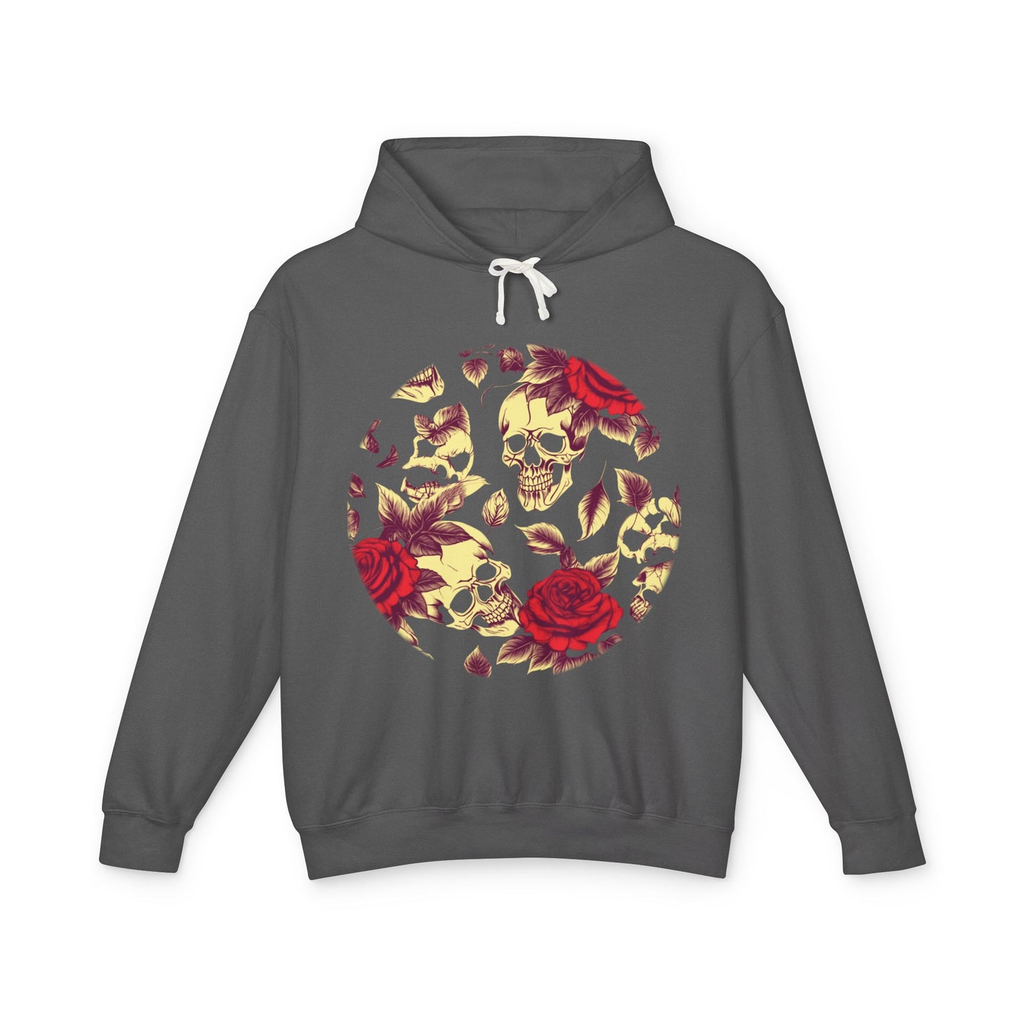 Unisex Lightweight Hooded Sweatshirt unique designer skull and roses