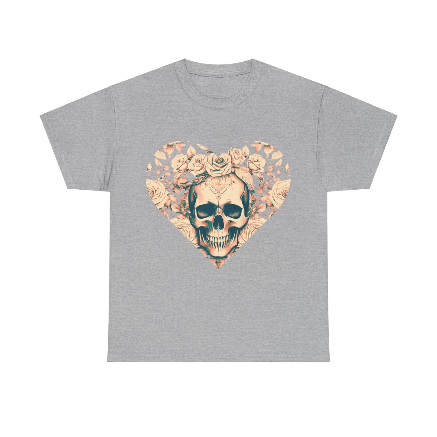 Skulls and Roses Cotton Tee, Unisex Graphic Shirt, 7 color choice