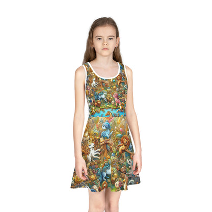 Amelia Poshkin Toddler Sundress with Whimsical Animals presented on a child model, exemplifying luxury comfort in a playful pencil cut for summer outings.