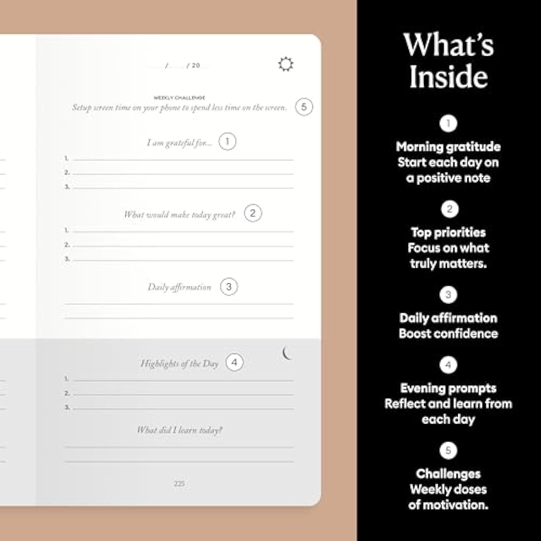 Intelligent Change: The Five Minute Journal - Daily Gratitude Journal for Happiness, Mindfulness, and Reflection - Undated Life Planner (Sunshine Yellow)