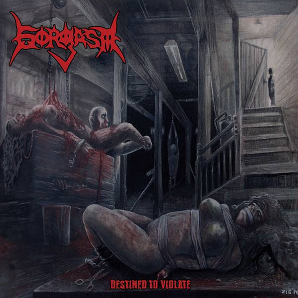 Gorgasm - Destined to Violate CD album cover, an official release from Rancid Offal Records, featuring intricate artwork that epitomizes death metal aesthetics.