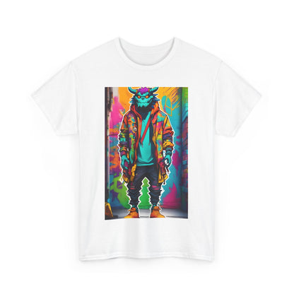 Eye-catching white Street Monster Graphic T-Shirt, showcasing a vibrant graphic design that captures urban street culture.