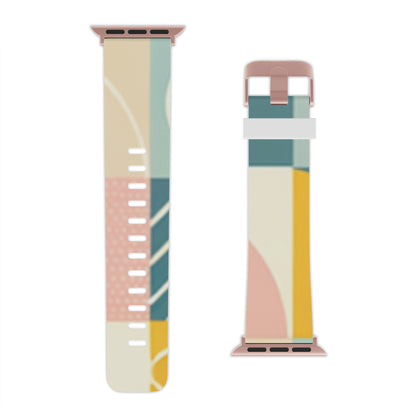 Elegant display of the Dazzling Dreams Geometric Pastel Apple Watch Band against a soft backdrop, highlighting its luxurious design by Dazzling Dreams Studio.