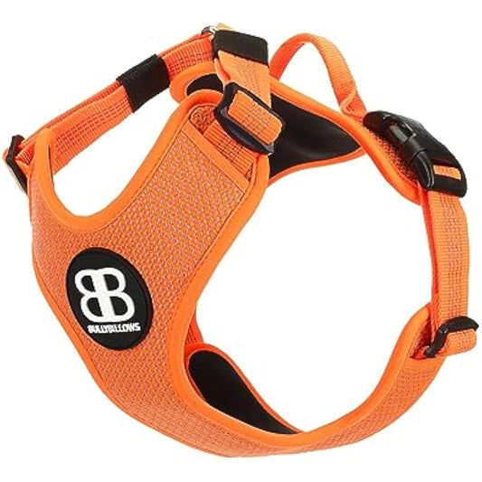 BullyBillows Active Light Dog Harness With Handle | Premium Padded Lining & Highly Reflective Harness | Orange XLarge