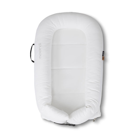 Noordi 2in1 Deluxe Baby Nest & Maternity Pillow with Silver-Ion Cotton, White
